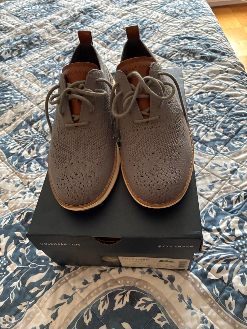 Cole Haan Men’s Knit Wingtip Oxford - Taupe and Tan